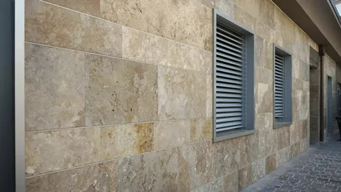 تصویر 1 از سنگ تراورتن برای نما جلوه طبیعی و مقاوم